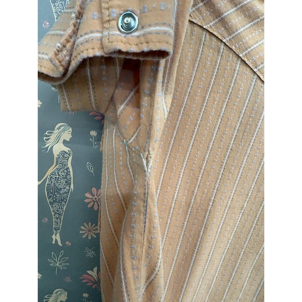 True Religion Mens Western Pearl Snap Shirt Orange Striped Y2K MAWBM17IKHP S